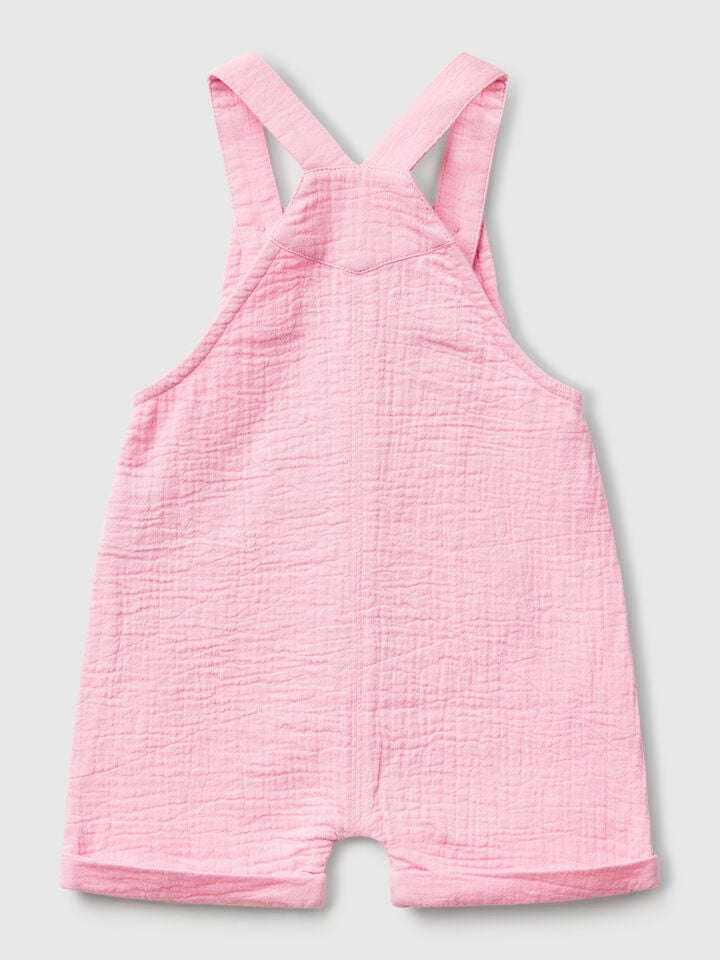 Benetton Dungarees In Lightweight Denim Pink