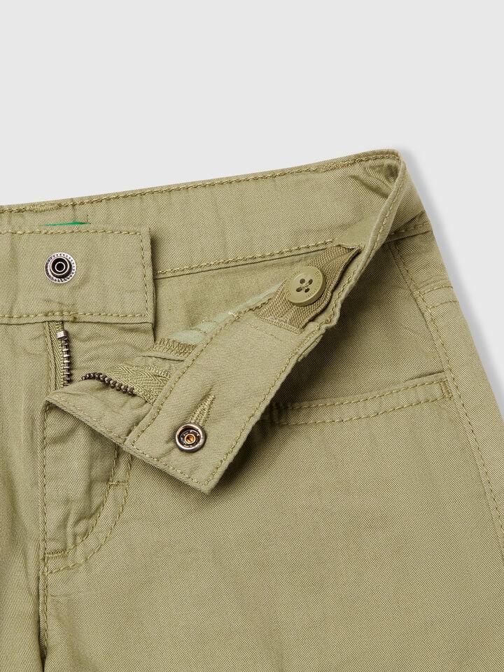 Benetton Five Pocket Bermudas Olive Green