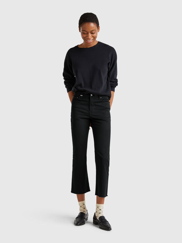 Benetton Five Pocket Cropped Trousers Black