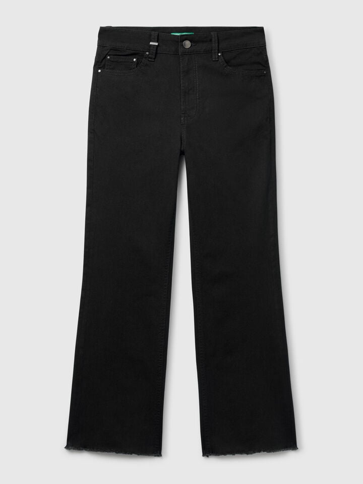 Benetton Five Pocket Cropped Trousers Black