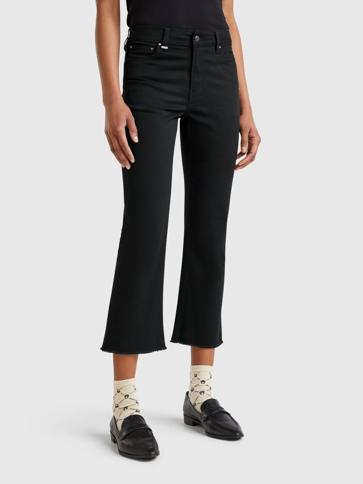 benetton Five pocket cropped trousers Black