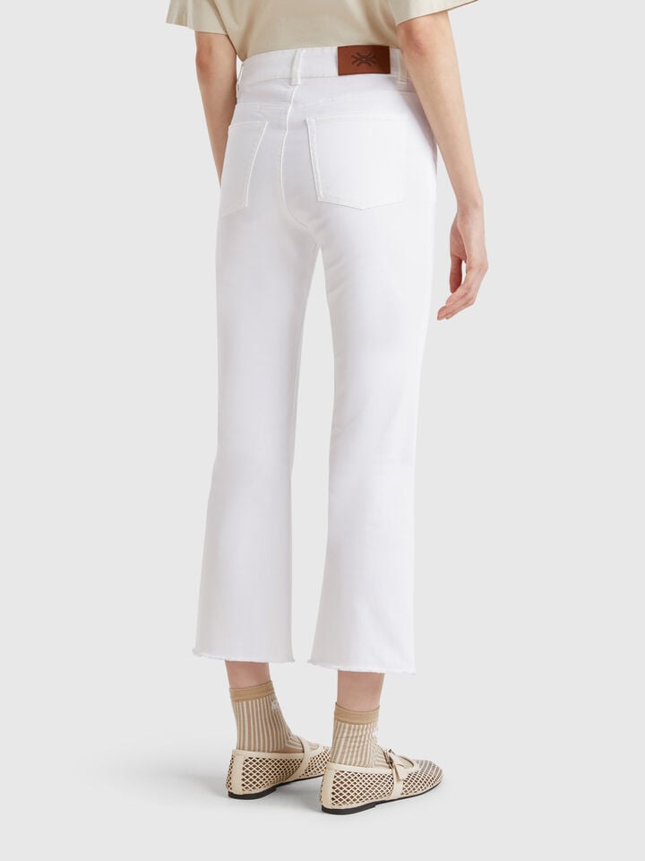 Benetton Five Pocket Cropped Trousers White