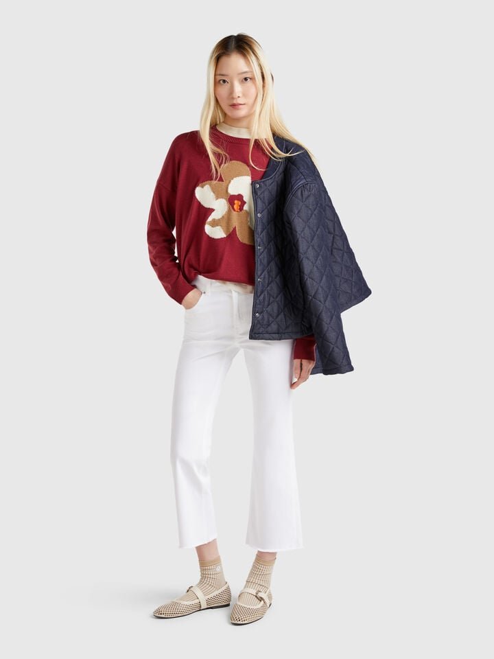 Benetton Five Pocket Cropped Trousers White