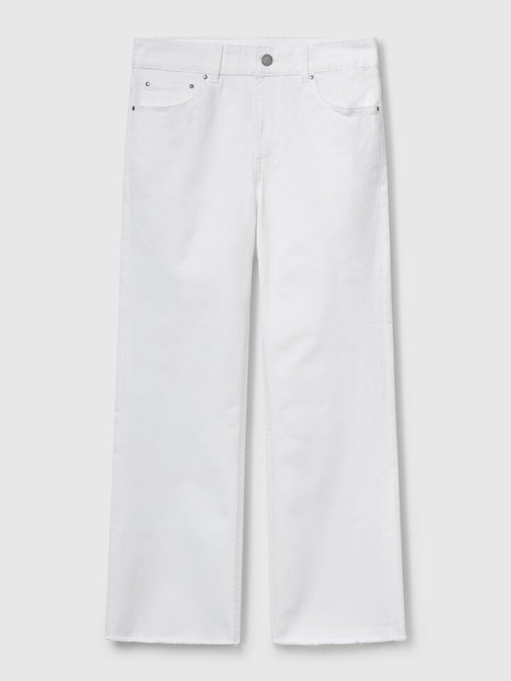 Benetton Five Pocket Cropped Trousers White