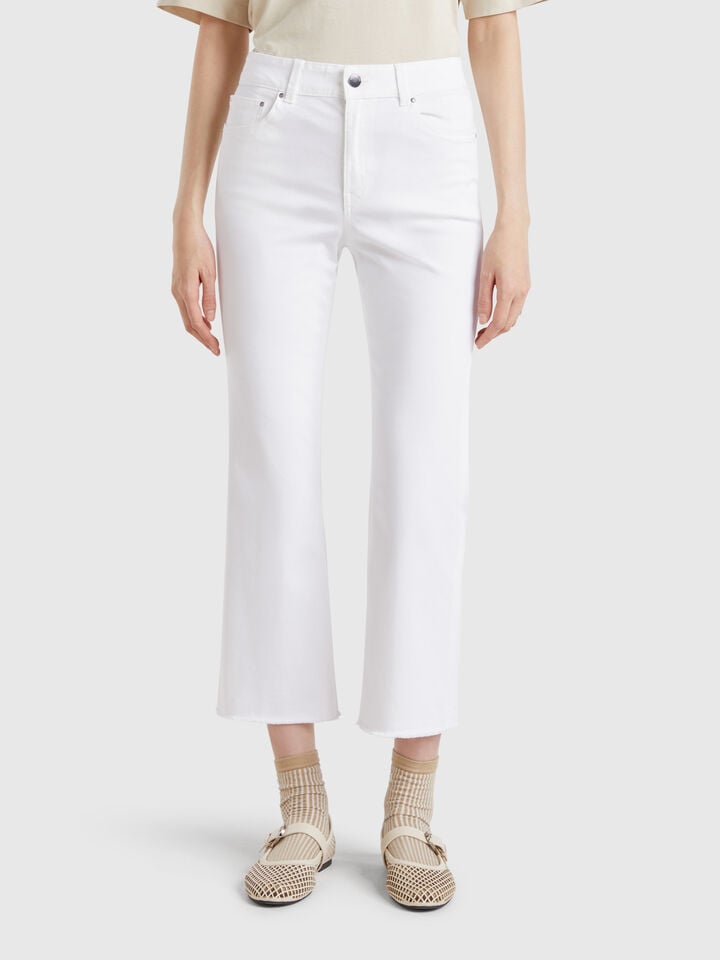 benetton Five pocket cropped trousers White