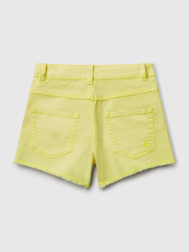 Benetton Five Pocket Shorts Neon Yellow