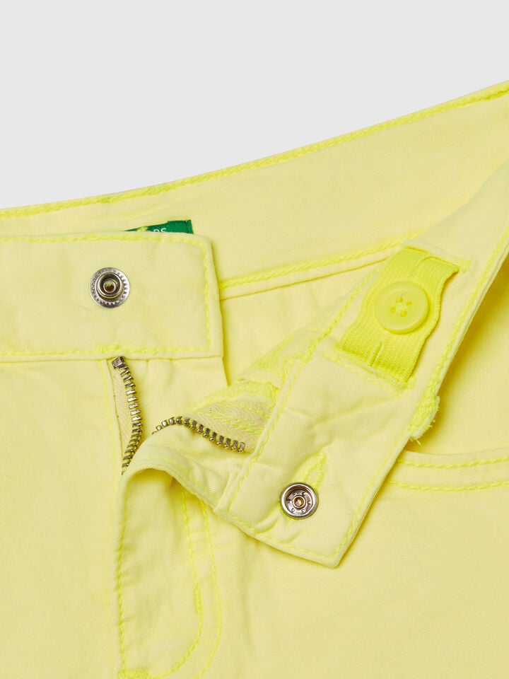 Benetton Five Pocket Shorts Neon Yellow