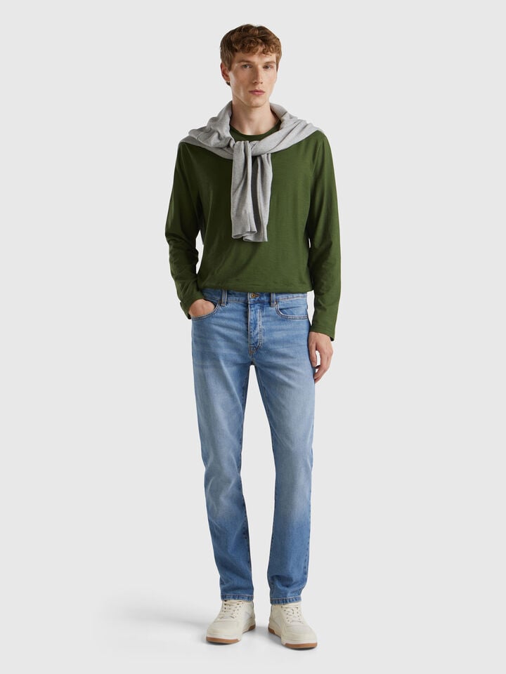 Benetton Five Pocket Slim Fit Jeans Light Blue