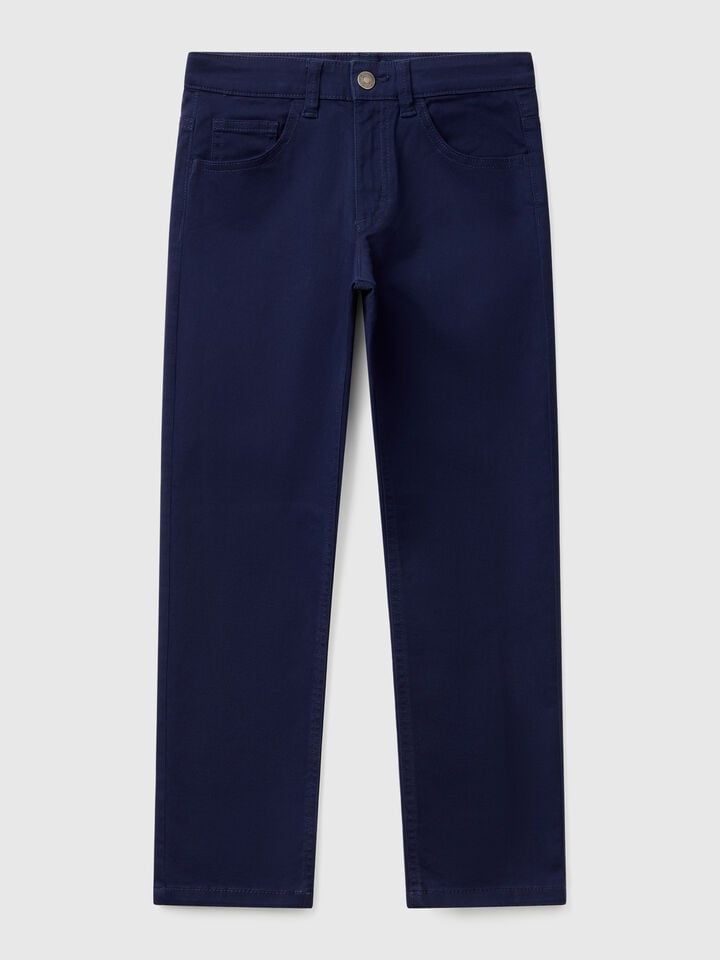 Benetton Five Pocket Slim Fit Trousers Dark Blue