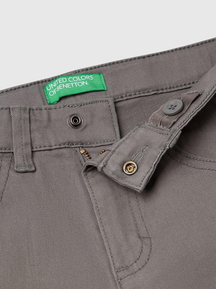 Benetton Five Pocket Slim Fit Trousers Dark Gray