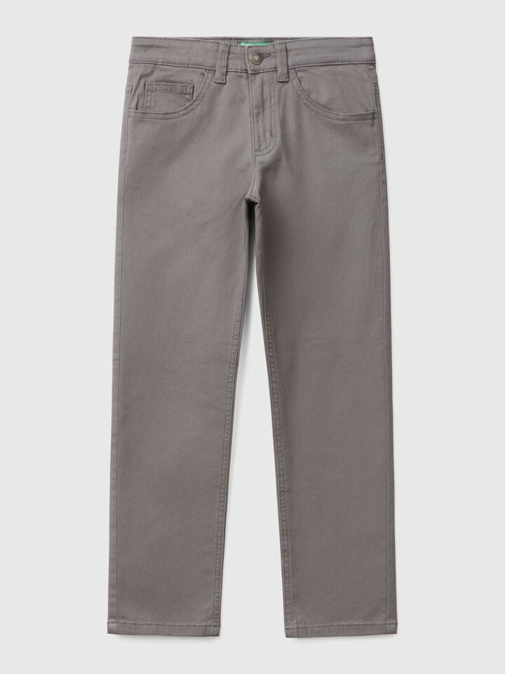 Benetton Five Pocket Slim Fit Trousers Dark Gray