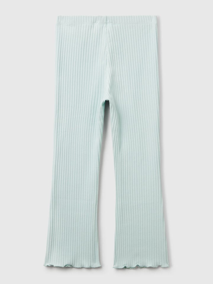 Benetton Flared Fit Stretch Cotton Leggings Aqua