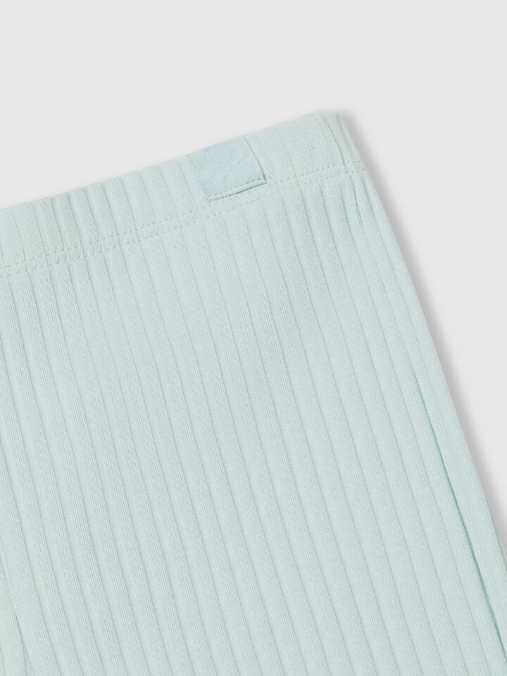 Benetton Flared Fit Stretch Cotton Leggings Aqua