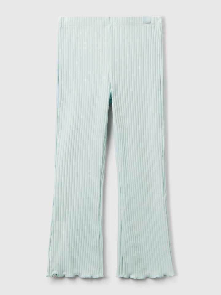 benetton Flared fit stretch cotton leggings Aqua