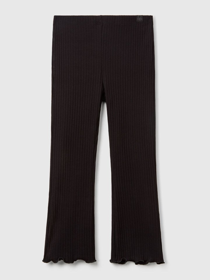 Benetton Flared Fit Stretch Cotton Leggings Black