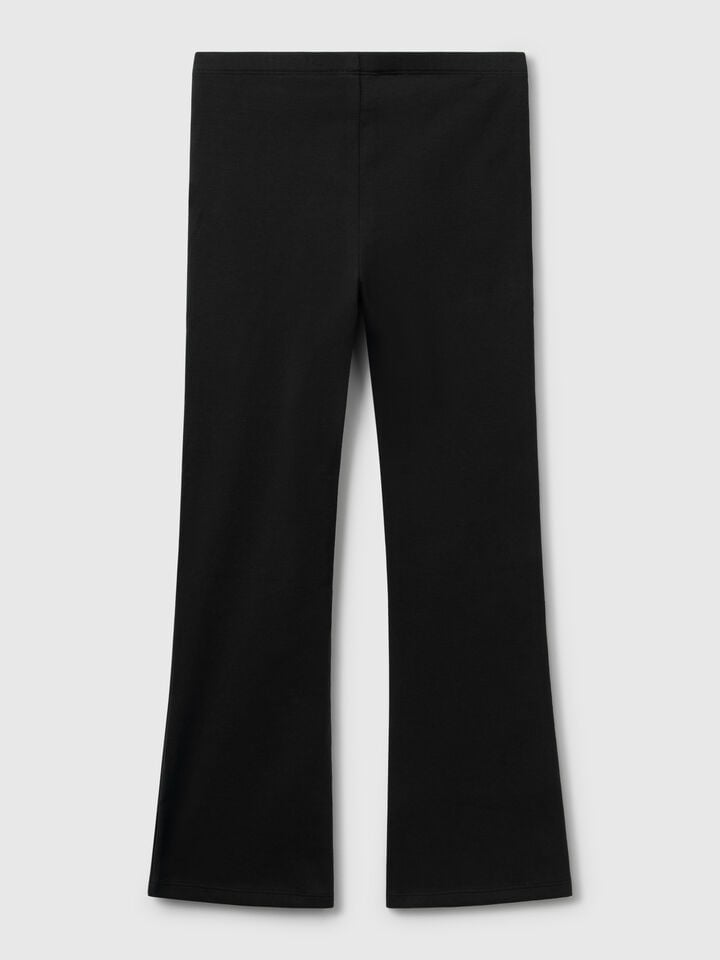 Benetton Flared Leggings In Stretch Cotton Black