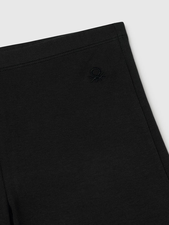 Benetton Flared Leggings In Stretch Cotton Black