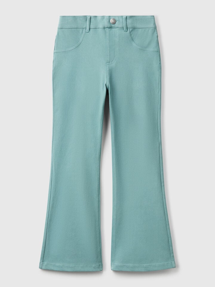 benetton Flared trousers in stretch cotton Aqua
