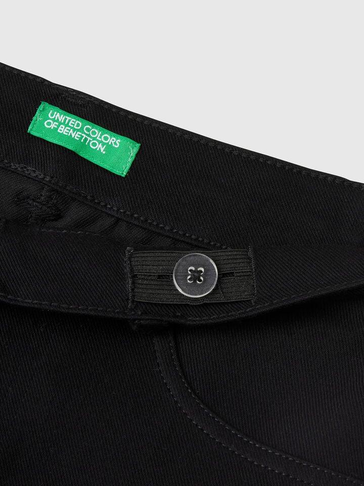 Benetton Flared Trousers In Stretch Cotton Black