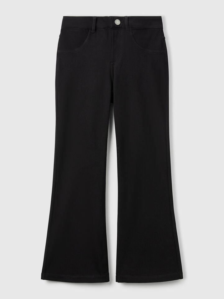 benetton Flared trousers in stretch cotton Black