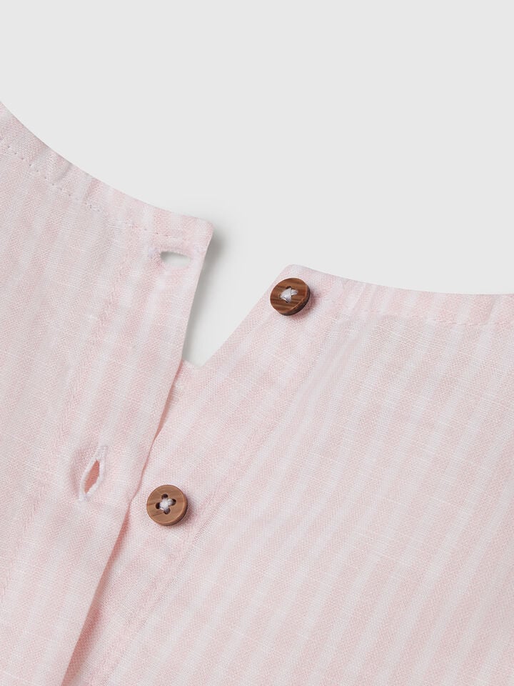 Benetton Floral Blouse In Linen Blend Pink