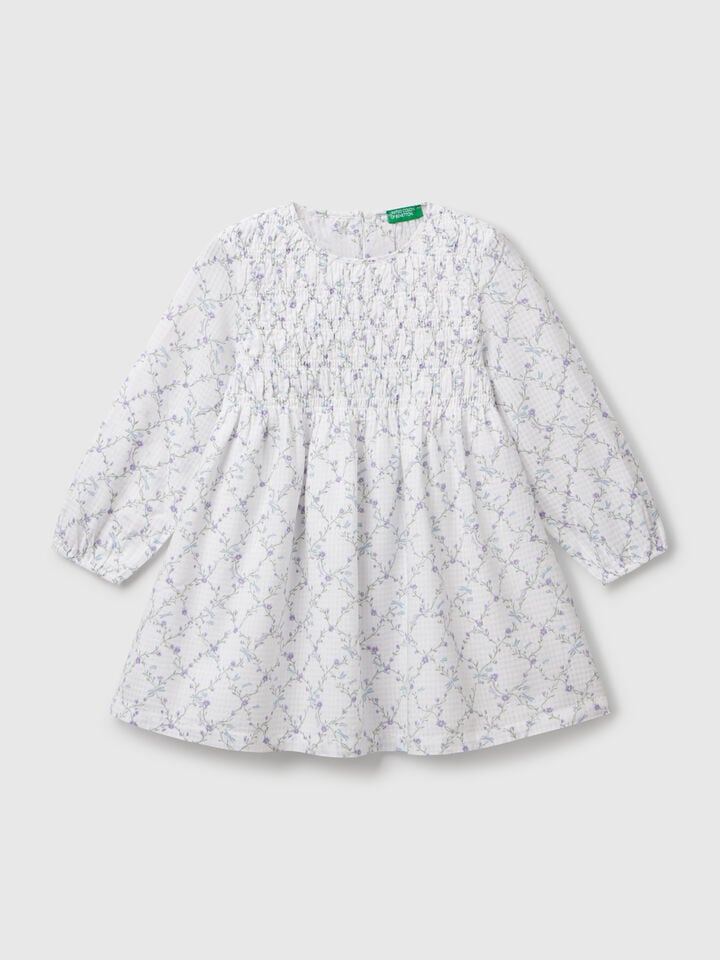 benetton Floral dress in cotton White