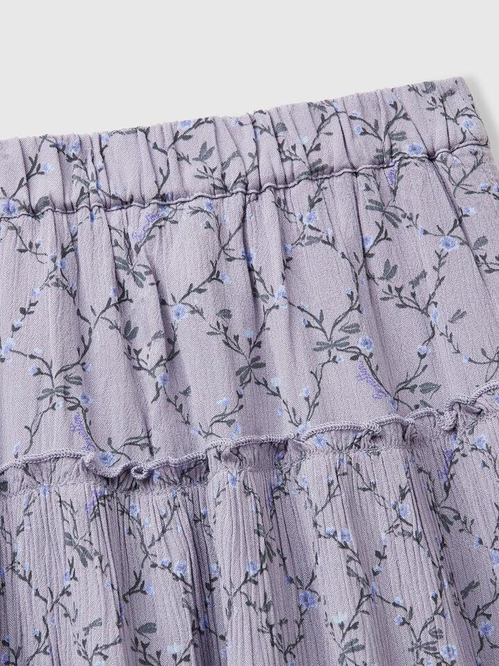 Benetton Floral Mini Skirt With Ruffle Mauve