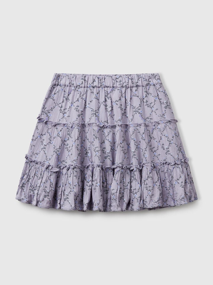 benetton Floral mini skirt with ruffle Mauve
