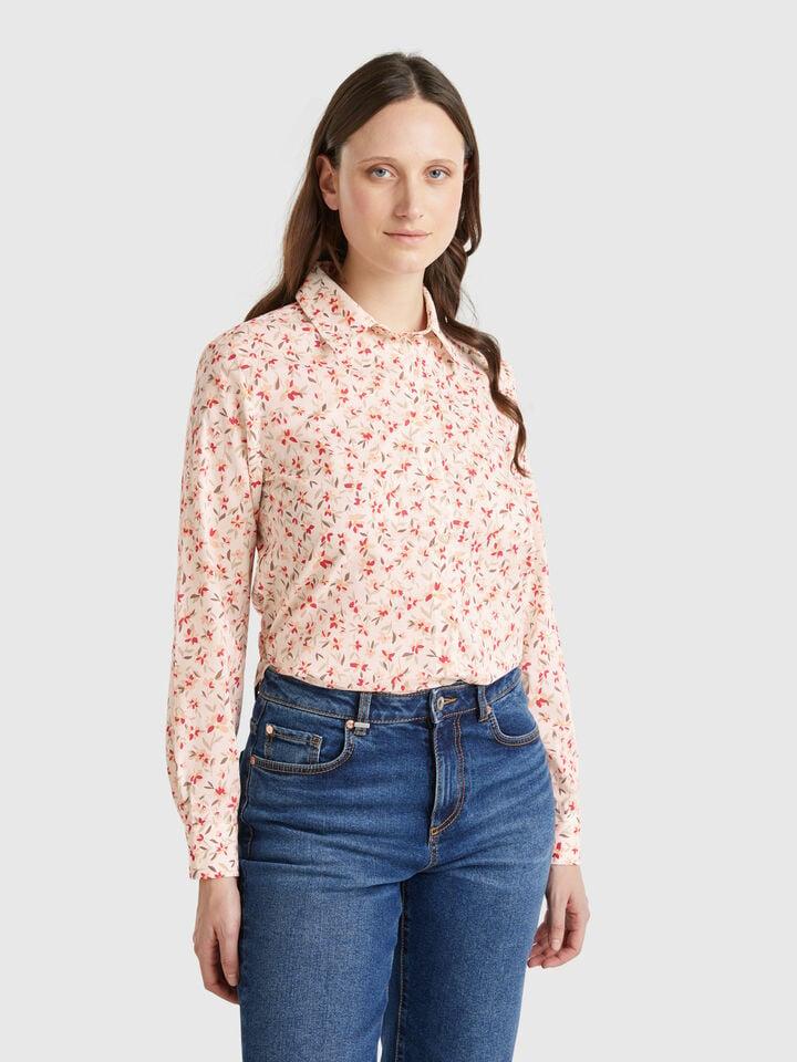 Benetton Floral Pink Shirt Pink