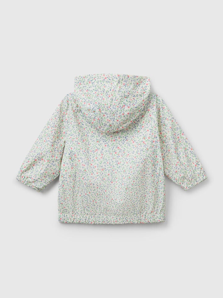 Benetton Floral Print Jacket Creamy White