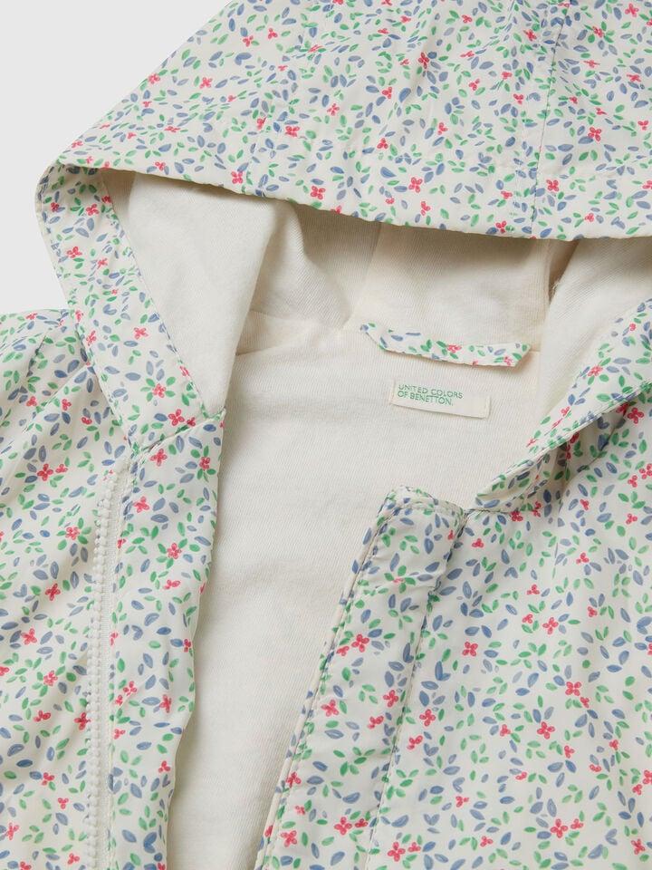 Benetton Floral Print Jacket Creamy White