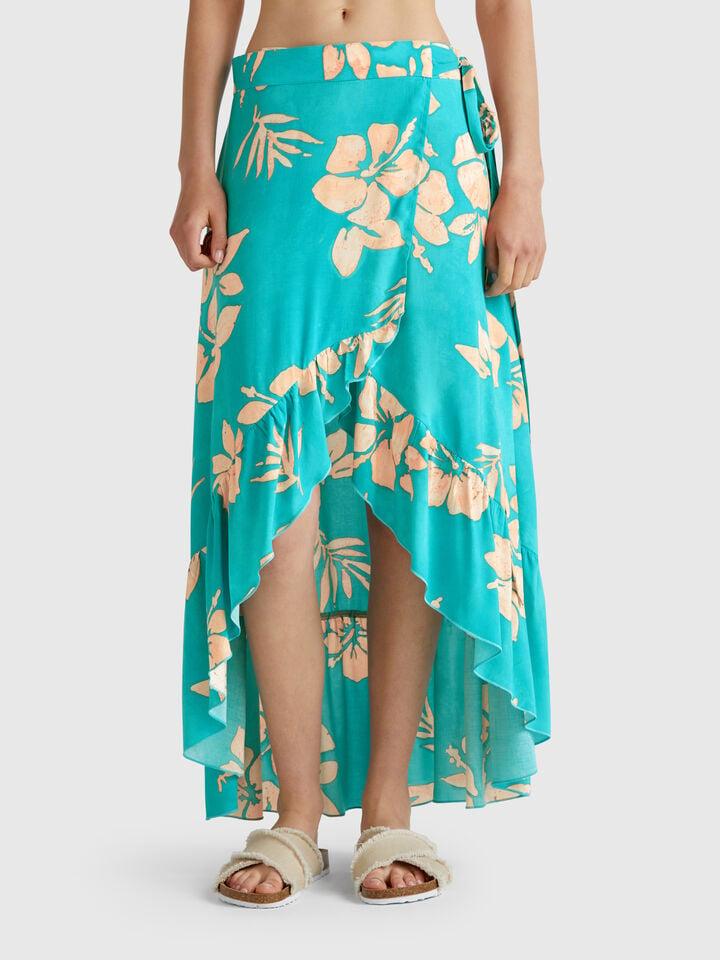 benetton Floral print sarong Aqua