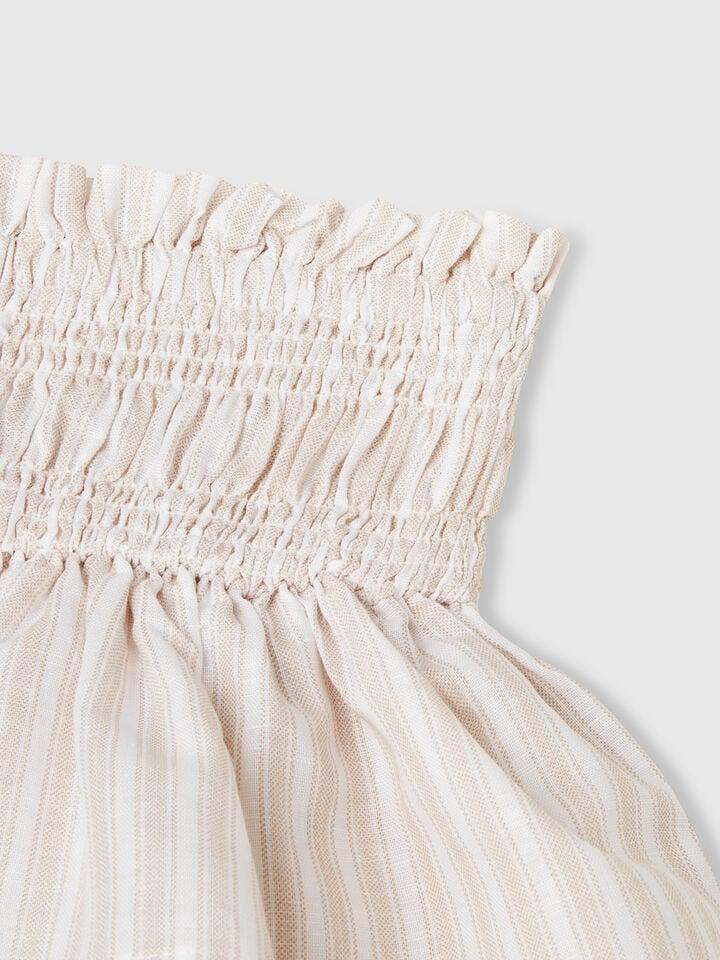 Benetton Floral Skirt With Flounces Beige