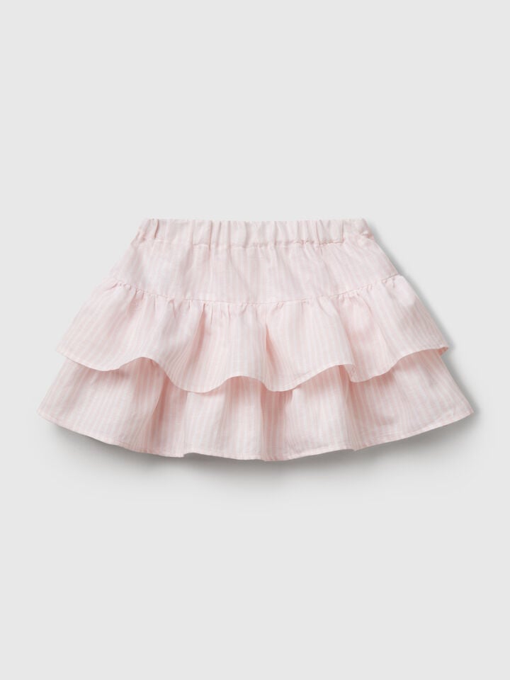 Benetton Floral Skirt With Flounces Pink