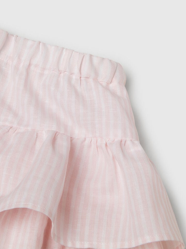 Benetton Floral Skirt With Flounces Pink