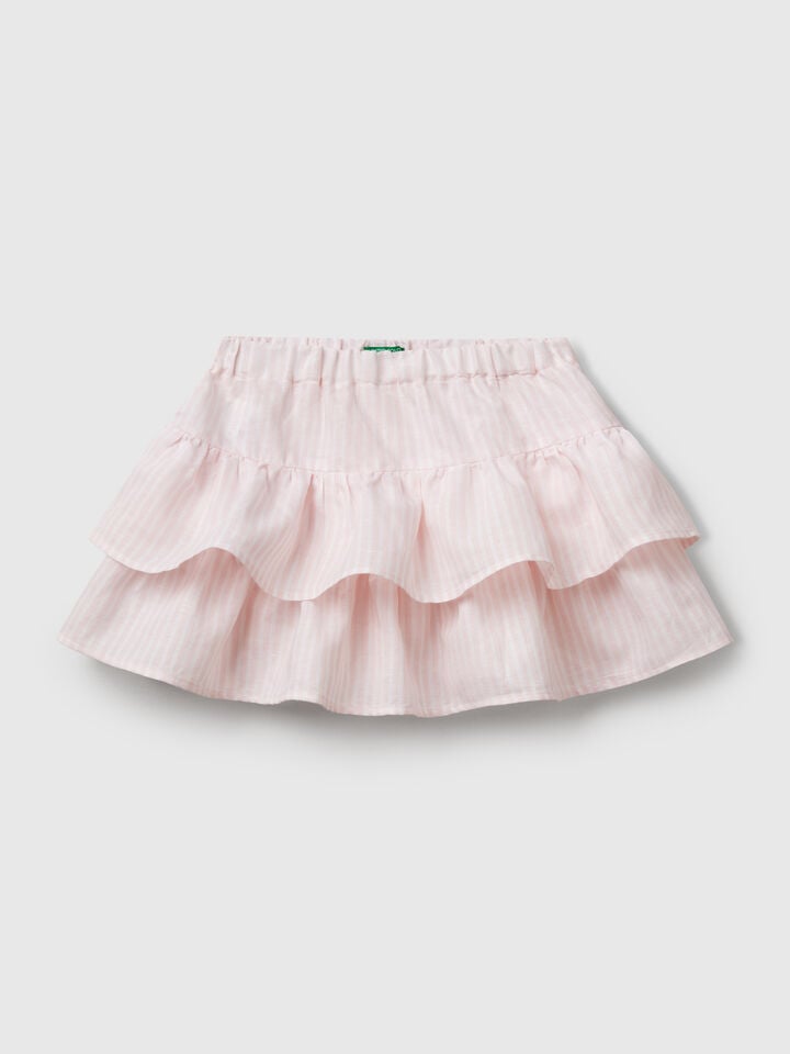 benetton Floral skirt with flounces Pink
