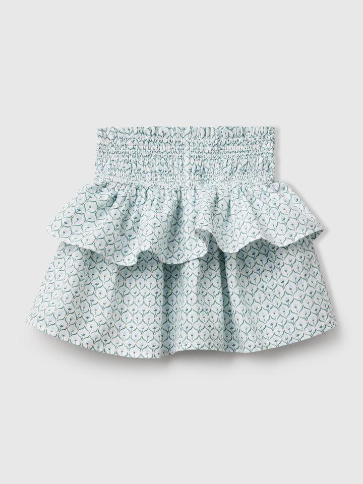 benetton Floral skirt with flounces White