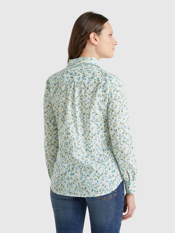 Benetton Floral White Shirt Multi-color
