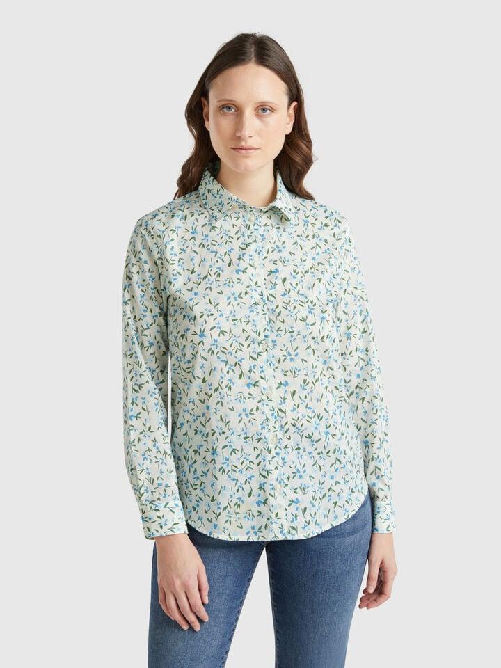 benetton Floral white shirt Multi-color