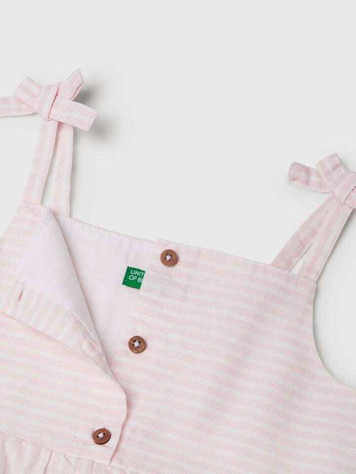 Benetton Flounced Dress With Flower Print Pink