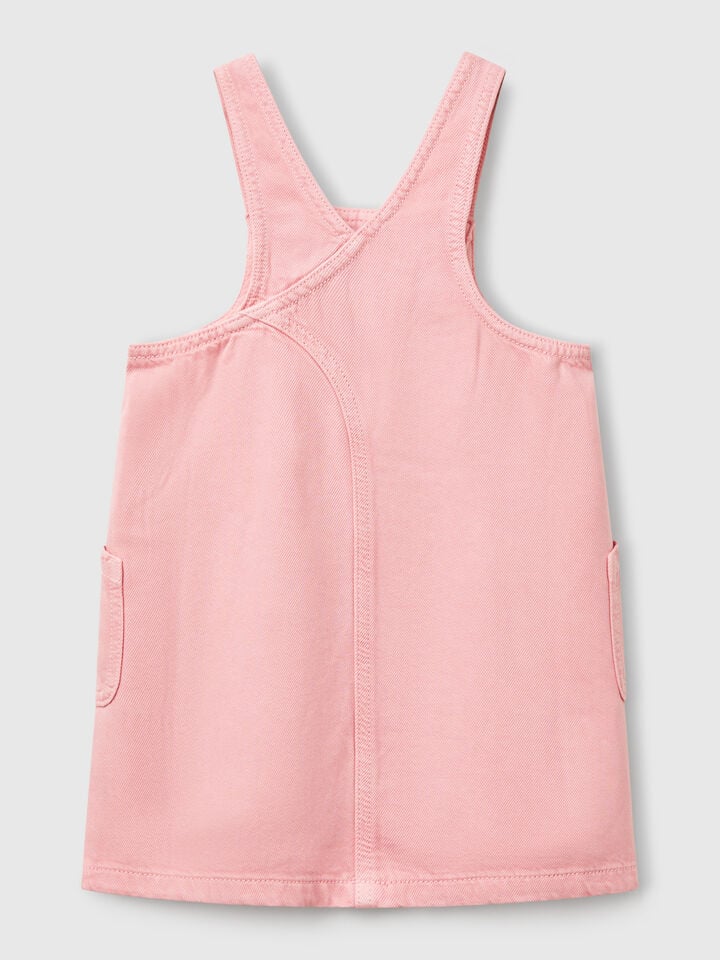 Benetton Flowy Dungaree Dress Pink