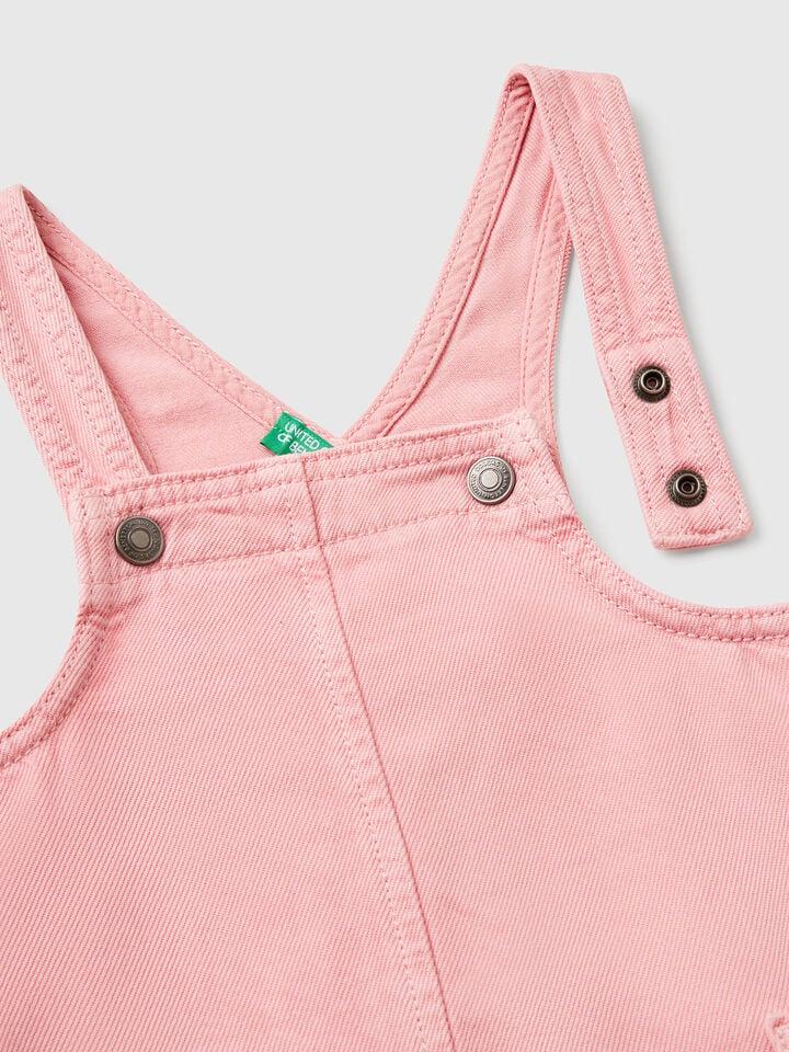 Benetton Flowy Dungaree Dress Pink