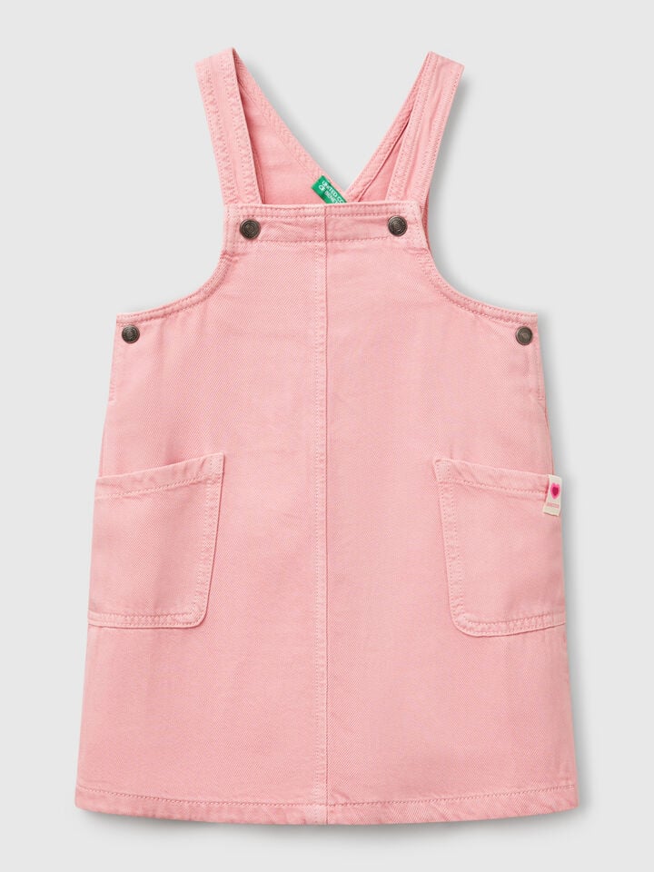 benetton Flowy dungaree dress Pink