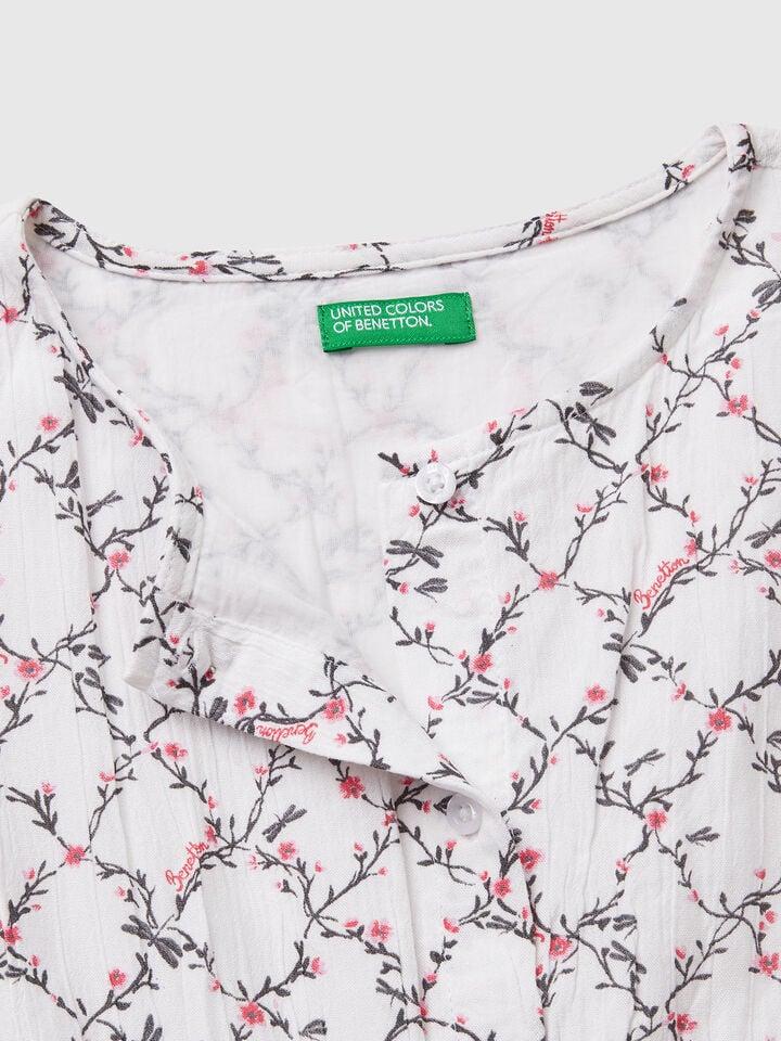 Benetton Flowy Floral Dress White