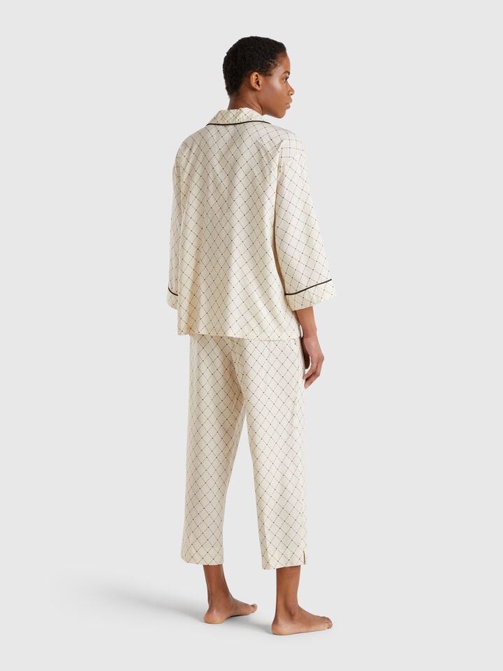 Benetton Flowy Pyjamas With Print Beige