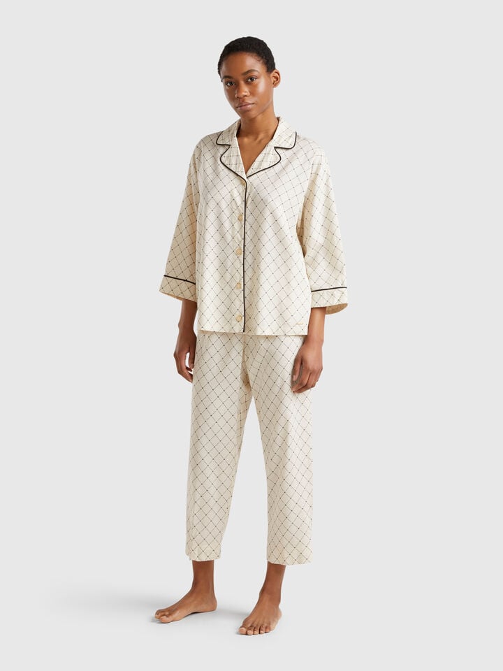benetton Flowy pyjamas with print Beige