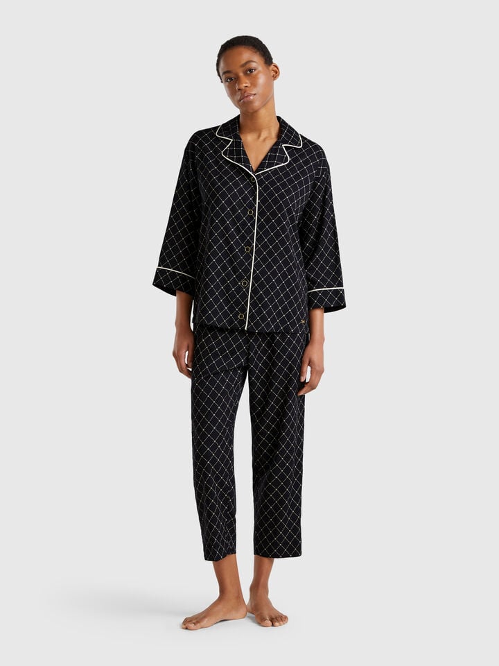benetton Flowy pyjamas with print Black