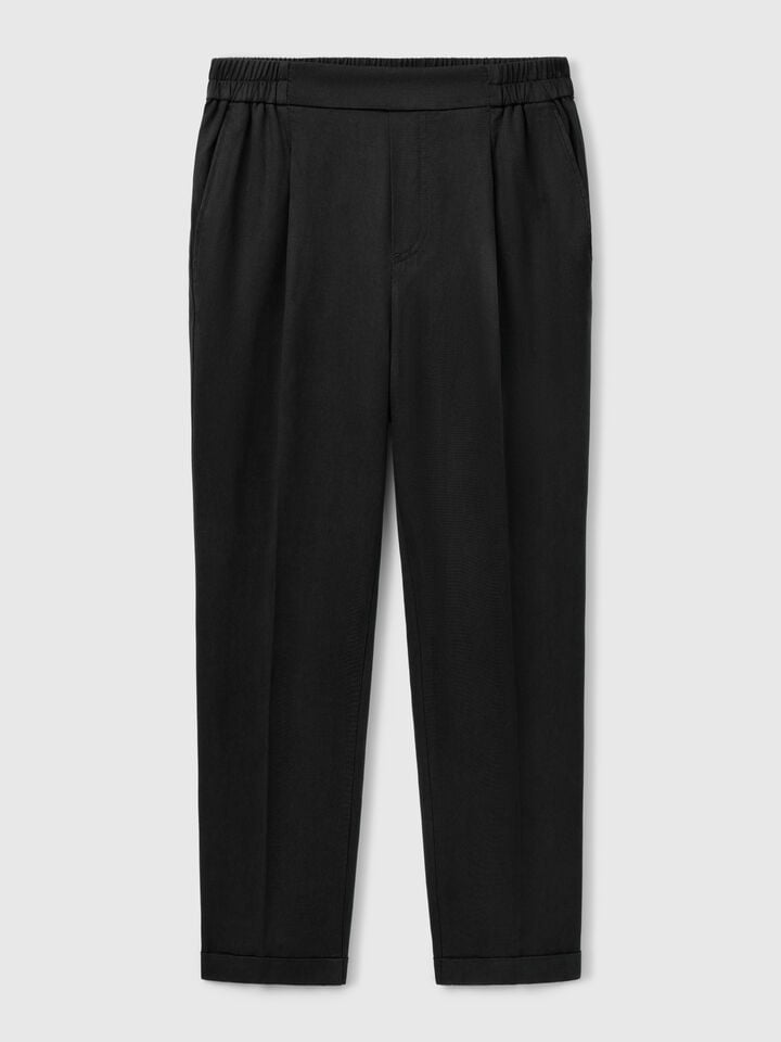 Benetton Flowy Trousers With Cuffs Black