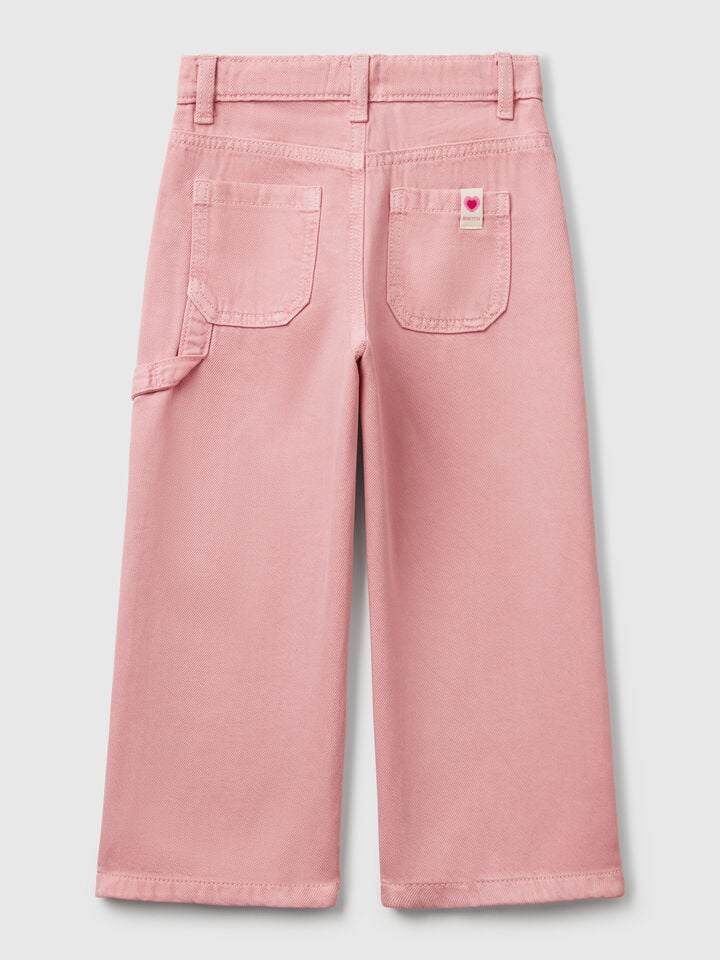 Benetton Flowy Trousers With Tapered Leg Pink