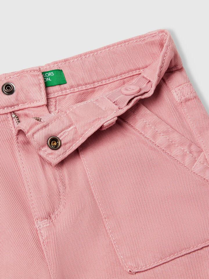 Benetton Flowy Trousers With Tapered Leg Pink